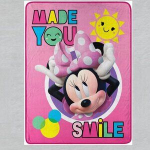 Minnie Mouse Made You Smile Pink Micro Raschel Throw Blanket measures 46 x 60 in